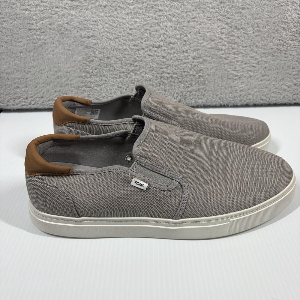 TOMS Baja Slip On Sneakers Mens 11.5 Gray Canvas Casual Work Office Preppy